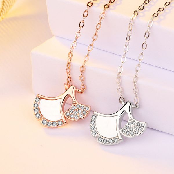 

tide net red female shell fan clavicle chain, Silver