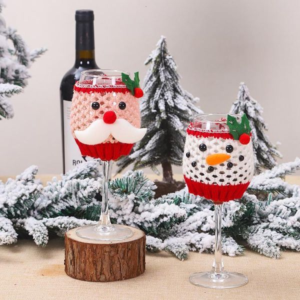 

for claus glass decorations set santa snowman wine home christmas cup cover navidad decor happy new year bbydyz lg2010ar