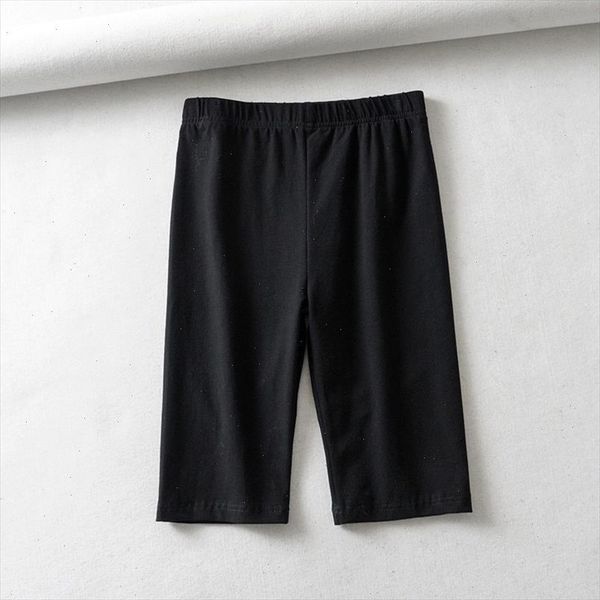 

women cotton high waist elastic pure color slim knee length bike shorts female drop shipping good quality, White;black
