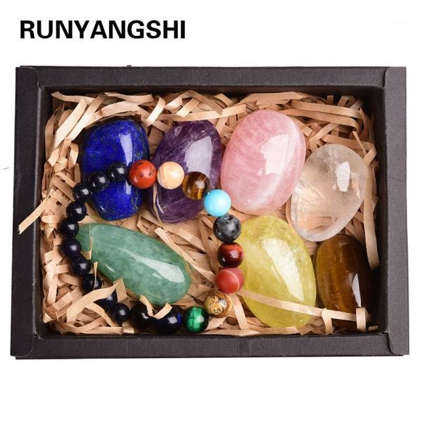 

8pcs natural crystal original stone seven chakra healing stone mineral specimen collection gift box1