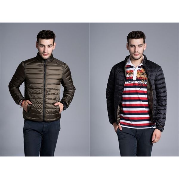 

2021 new coat male ultra light down jacket men double side feather reversible parka windbreaker lightweight jackets n7ug, Black