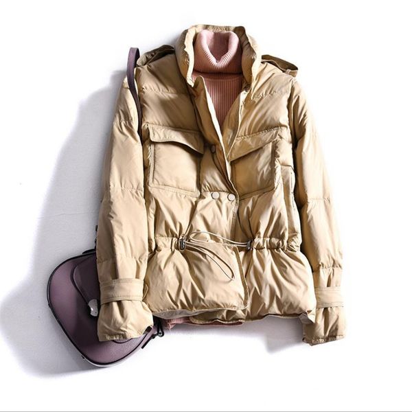 

воротник зимнего стенда двухбордовые утки вниз пальто женский стиль инструмента был тонким реальным выступлением куртки теплые пальто f986, Black