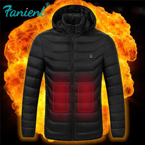 

heated jackets down cotton mens women outdoor coat usb electric heating hooded jackets warm winter thermal coat t200114, Black;brown