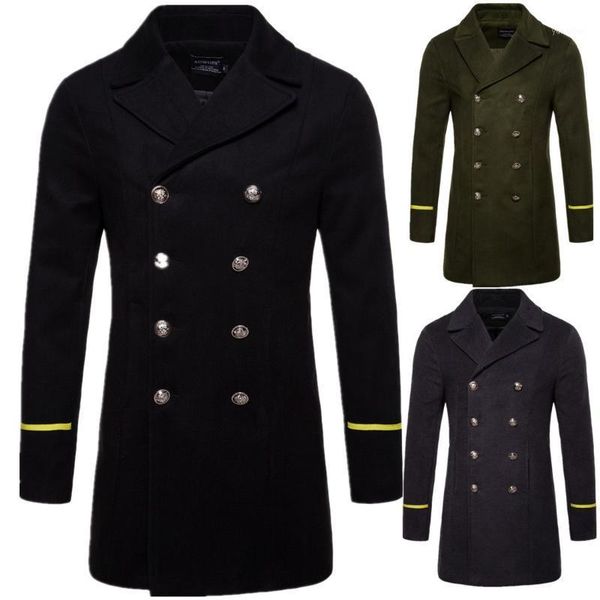 

in the fall of the new coat long male in fine wool woolen cloth coat dust1, Tan;black