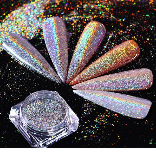 

0.5g nail powder laser rainbow nail art pigment super glitter powder nail glitter 0.5 jllgsj, Silver;gold