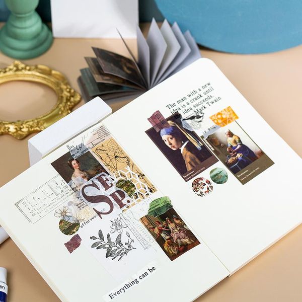 

retro mona lisa art stickers van gogh museum scrapbooking journal album decorative collage japanese paper stick label bbylsm