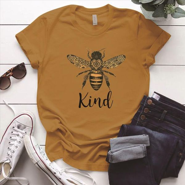 

bee kind printed women tshirts casual funny summer tshirts woman graphic tee hipster kindness girl gift laides clothes, White