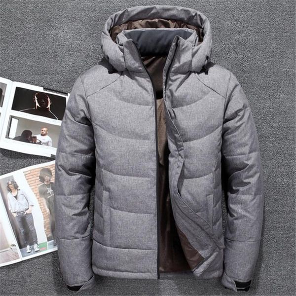 

men's jackets autumn winter mens solid color thick warm white duck coats male windproof zipper outwears fashion hooded, Black;brown