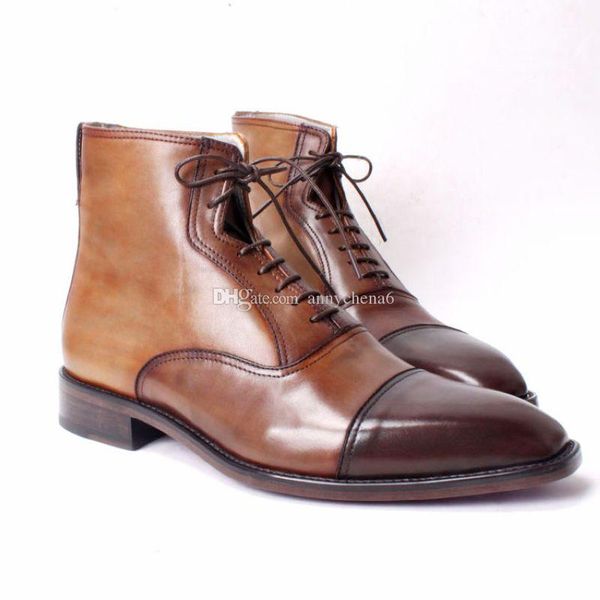 

men's boots custom handmade shoes genuine calf leather square toe color dark brown fashion boots hd-b026, Black