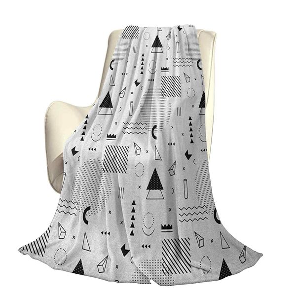 

indie style art with abstract triangle square and different shapes patternoffice leisure blankets