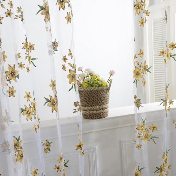 

floral window solid sheer curtains voile drape panel curtain elegent home door