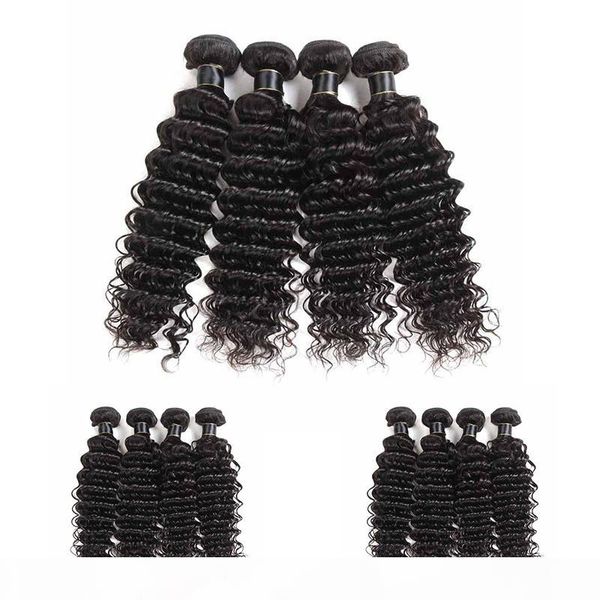 

brazilian human hair brazilian virgin hair extensions 3 bundles deep wave malaysian remy human hair wefts weaves bundles deep wave, Black