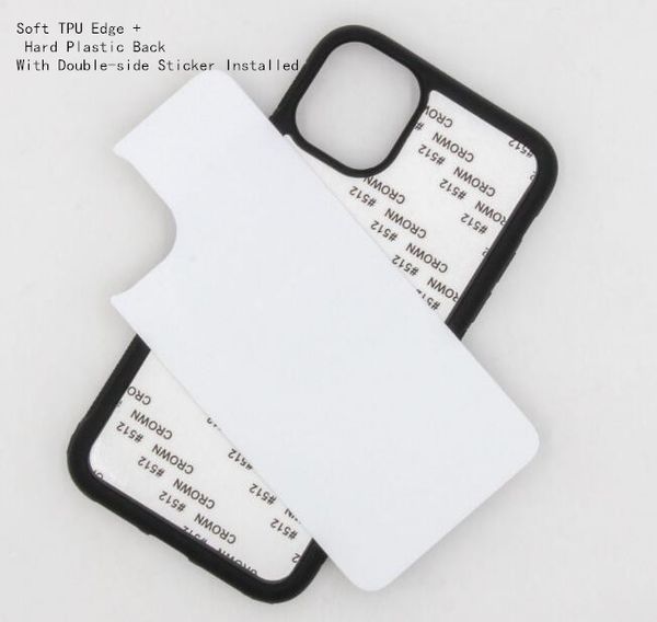 

blank 2d sublimation tpu pc phone case with aluminum inserts heat transfer phone cases cover for iphone 12 mini 11 pro 7 8 8plus x xs xr xs