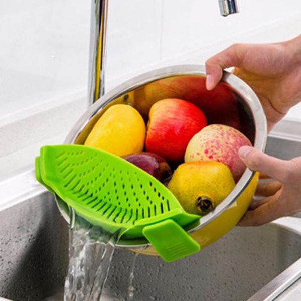 

factory silicone colander wash rice vegetable colanders snap filter noodles fruit washing draining board kitchen tool
