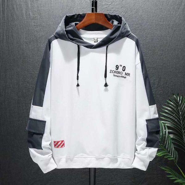 

autumn men's casual sportswear korean trend hooded fish scale sweater 20 new fashion boy ruffian and handsome brand, Gray