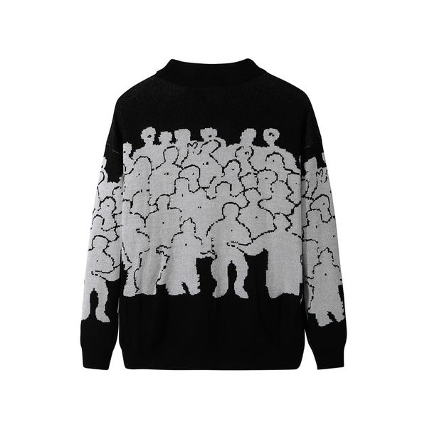 

fashion sweater men cotton embroidery pull homme sweater men clothing korean clothes oversize knitted sweater coats no quit 3xl 201106, White;black