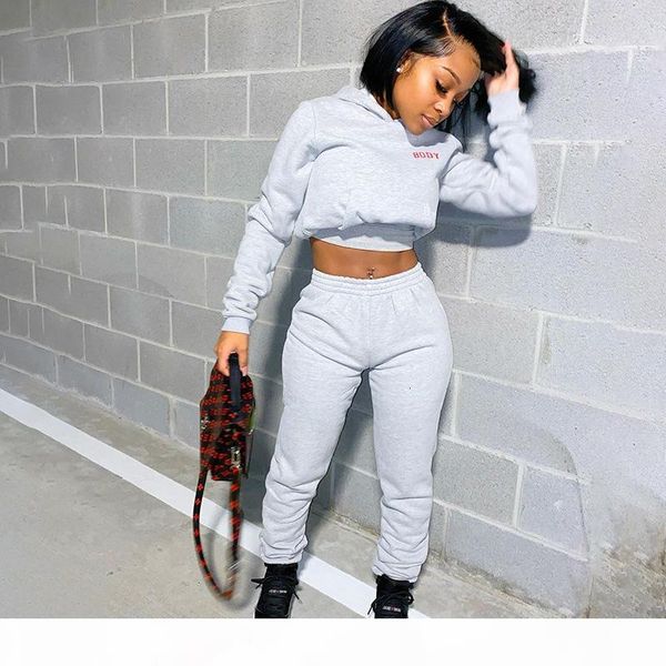 

set hoodies and sweatpants fall winter clothes women two outfits casual tracksuits 2020 sporty 2 piece pullover cotton, Gray