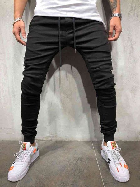 

men's wear brand tight jeans, pants, leisure black homme elastic pencil street garment 3xl, Blue