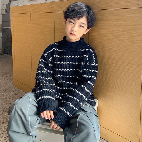 

pullover boys' sweater autumn winter 2020 new sle foreign fashion middle and large children's thickened t-shirt, Blue