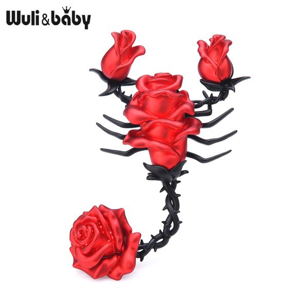 

wuli&baby new luxury rose scorpion brooches women big enamel red abstract art insects weddings party office brooch pins gifts 201009, Gray