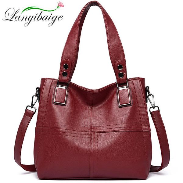 

new women leather handbag genuine leather casual tote bags soft sheepskin female big shoulder bags