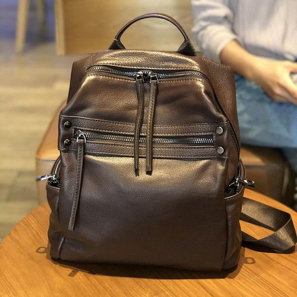 

outdoor bags 2021 female backpack women bag 100% genuine leather cowhide travel casual girls school shoulder backpacks