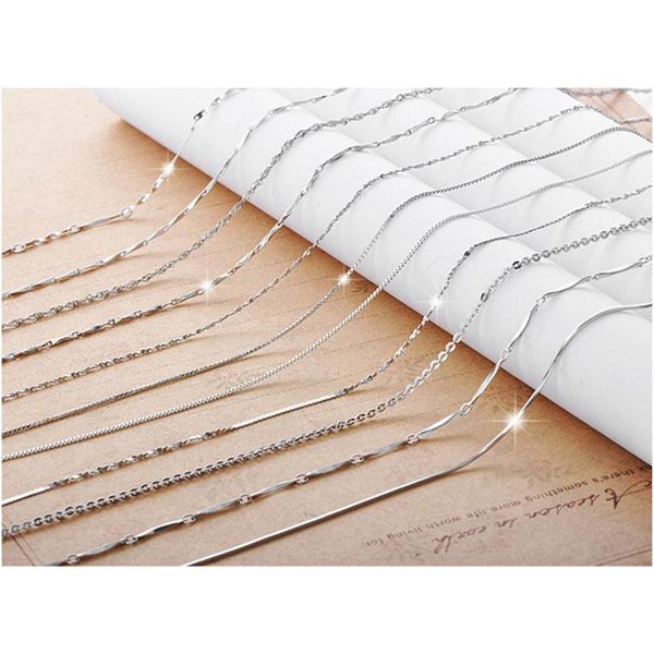 

thin silver plated necklace 9 styles chain jewelry findings 16inch 18inch jewelry men women diy chains necklace