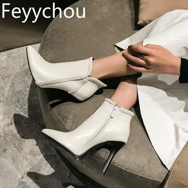 

women's boots super high heel warm pu ankle pointed toe zip fashion boots european and american styles new big size 34-481, Black