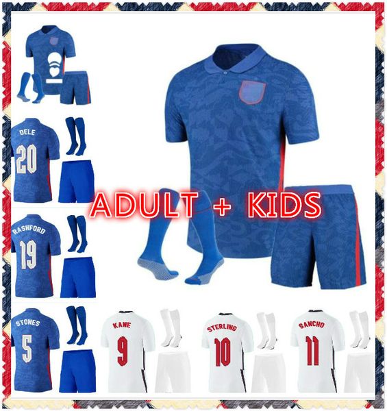 

kids kit 20 21 kane sterling sancho home away soccer jerseys 2020 2021 rashford dele inglaterra camisetas de fútbol football shirts, Black;yellow