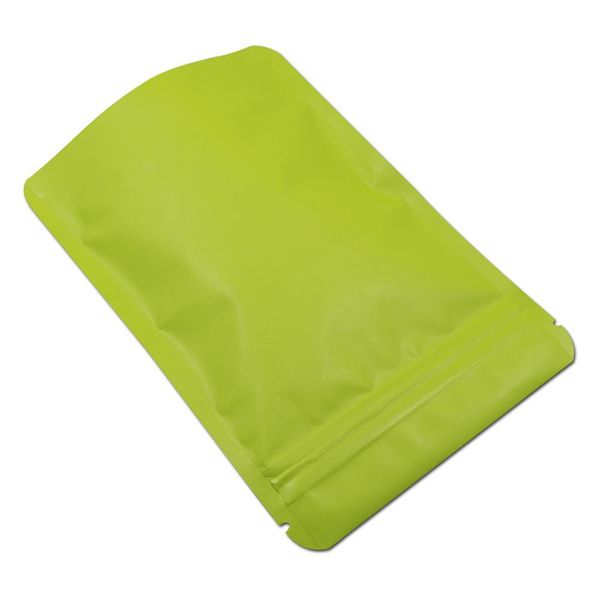 

50pcs lot pure aluminum foil stand up bag matte green zip lock resealable bag tea coffee snack packaging food storage 4 size h bbykwz