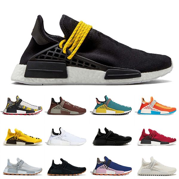 

human race mens sports nmd pharrell williams bbc black yellow extra eye orange cream equality womens running shoes sneakers, White;red
