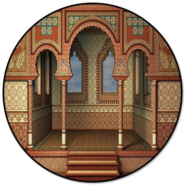 

arch pattern ladder retro printed round carpets for living room bedroom alfombra floor mats kids room area rugs1