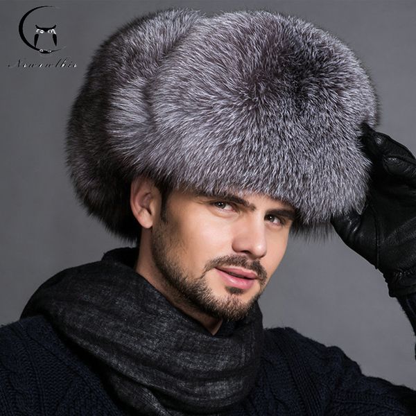 

high-end luxury fur hat men's fox fur hat lei feng cap ear cap fur necessary hat t200104, Blue;gray