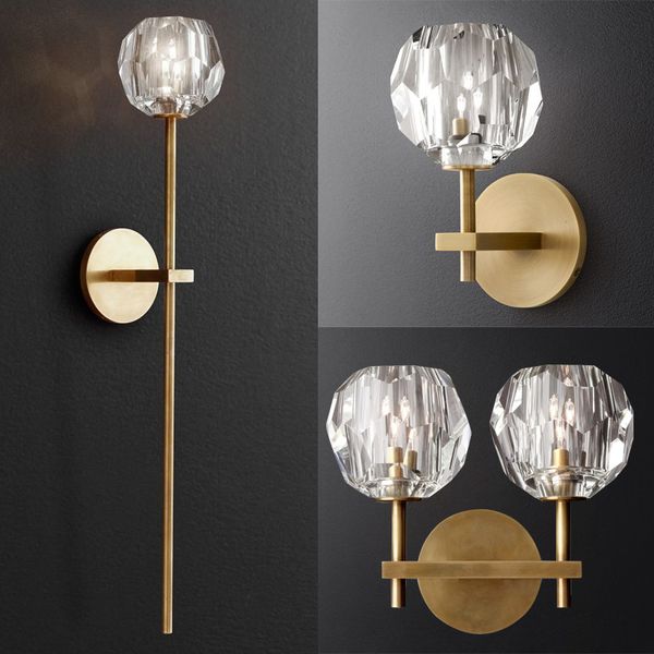 

2021 new modern luxury crystal retro nordic cristal wall light rustic indoor mirror lighting fixtures luminaria g6gv