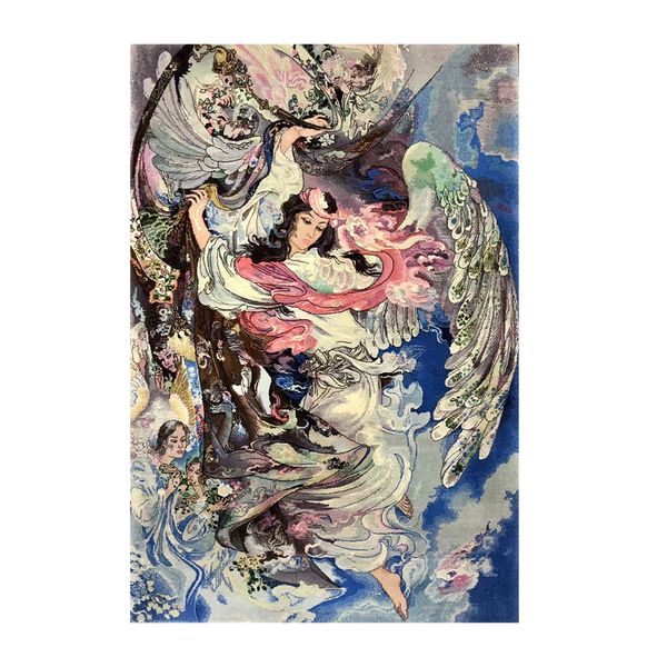 

2x3 feet beautiful angel fairy tapestries wall hanging tapestry decorative hand knotted silk rug material silk and wool