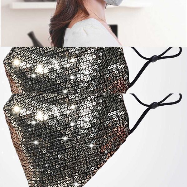 

face reusable washable mask bling pm2.5 fashion 3d care shield sun color gold elbow sequinklfz brup