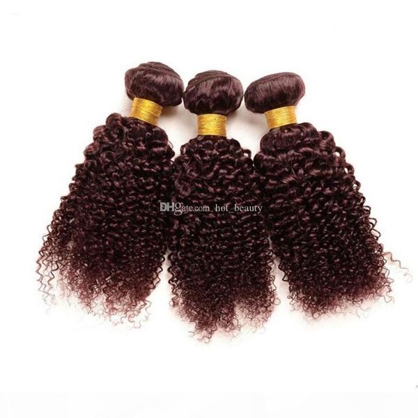 

wine red 99j kinky curly hair bundles good quality burgundy 99j brazilian virgin hair extension afro kinky curly hair weaves 3pcs, Black