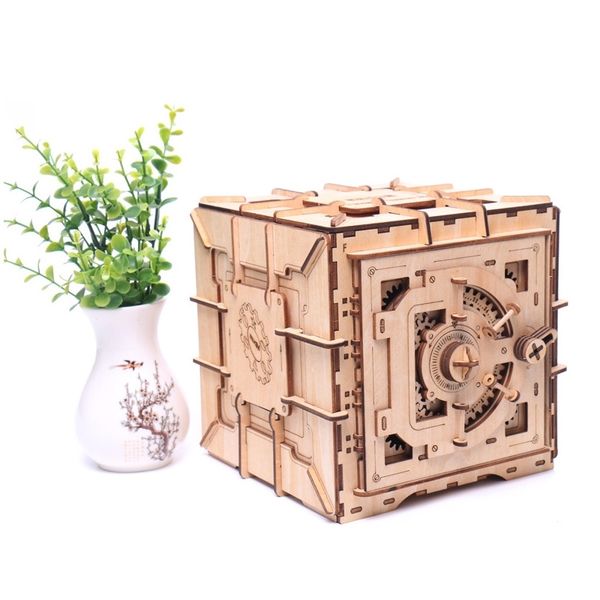 

children 3d wooden mechanical password treasure box diy model transmission puzzle valentine's day kid creative grow girl gift y200413