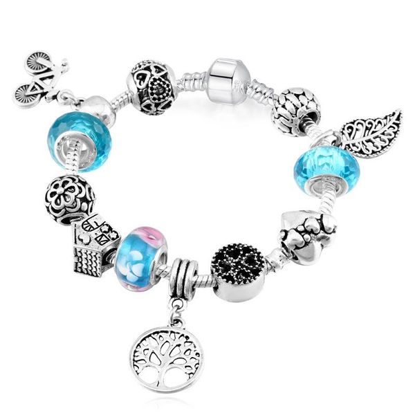 

2020 new bracelet european and american popular diy beaded bracelet cherry blossom butterfly charm, Black