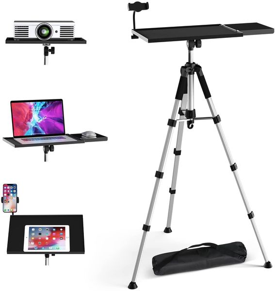 Supporto per treppiede per proiettore, supporto da pavimento per laptop, supporto per proiettore regolabile in altezza da 17,6 a 51,4 pollici, supporto per treppiede per laptop per proiettore, laptop, DJ, tablet