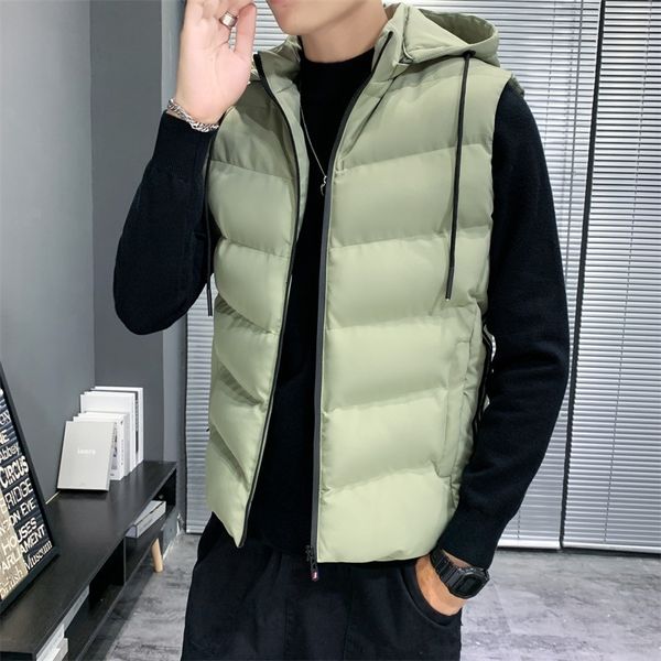 

2020 new product launch men's korean fashion casual youth solid large hooded vest, Black;white