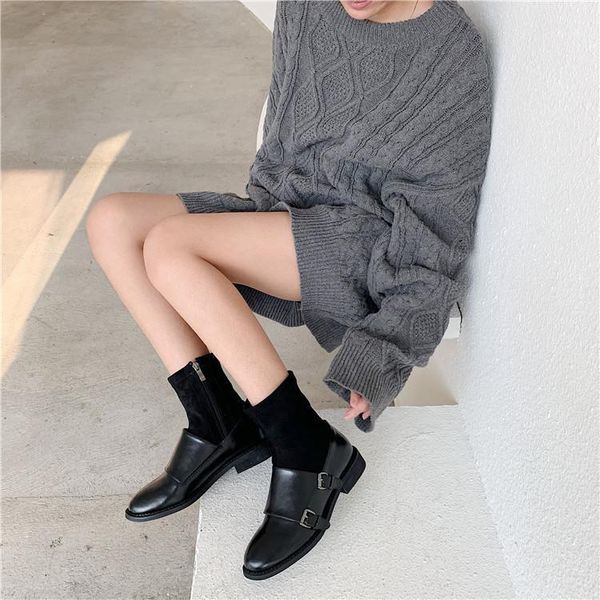 

boots winter lady zipper round toe women's rubber shoes rain luxury designer boots-women 2021 low fashion mid calf1, Black