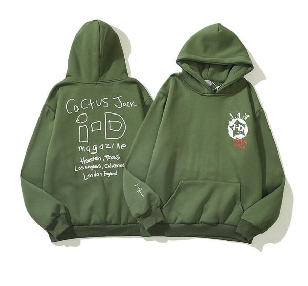 

travis scott cactus jack id magazine hoodies for men women sweatshirts blackish green fleece hoodie, Black