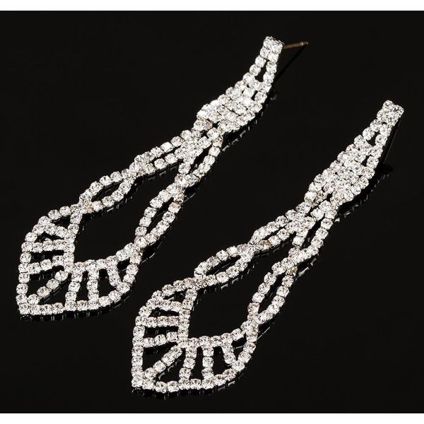 

yfjewe sparkling crystal evening party earrings wedding bridal long dangle chandelier drop earrings jewelry e402 mhgus, Silver