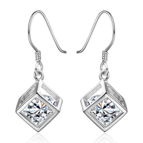 

wedding gift silver color earrings for women lady square elegant hining zircon crystal earrings jewelry e583 h bbyxjk, Golden
