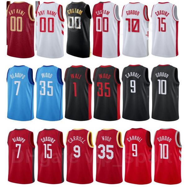 

screen print basketball christian wood jersey 35 eric gordon 10 danuel house 4 demarre carroll 9 ben mclemore 16 city earned edition, Black;red