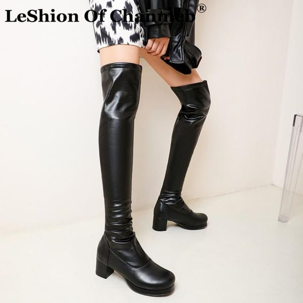 

boots leshion of chanmeb biggest size 48 women over-the-knee shoes woman fall winter elastic stretch faux suede long slim, Black