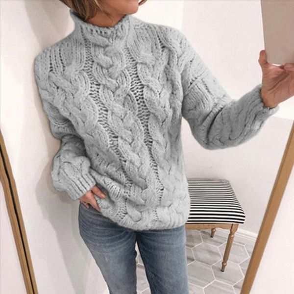 

turtleneck women sweater autumn winter long sleeve jumper 2021 knitted thick loose fashion pullover femme streetwear, White;black