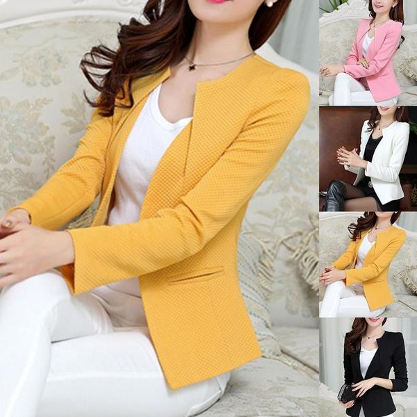

spring women slim blazer coat plus size casual jacket long sleeve one button suit office lady blazers work wear fashion1, White;black