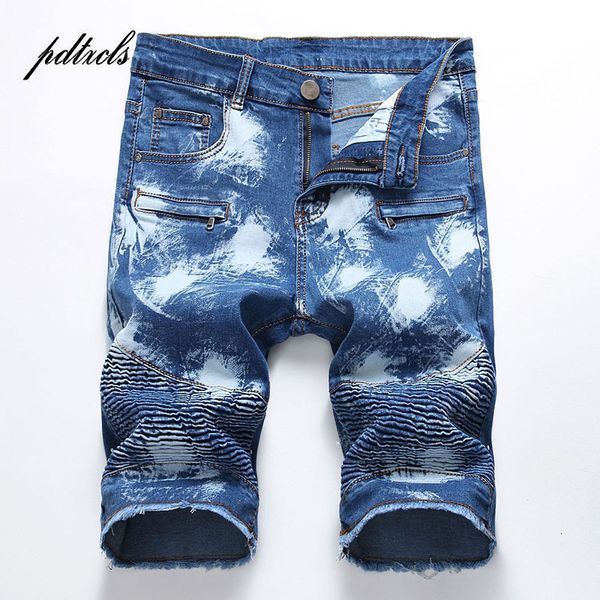 

nieuwe skinny biker mannen mid uitgerekt kinielengte jeans ritsen geplooide slanke jean geren gekrast джинсовые джинсы брук брук, Black;white